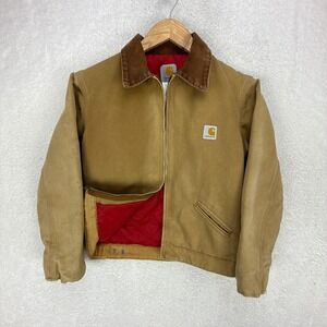 Carhartt Detroit Jacket‎ Quilt Lined Youth 14 (XL) Y20 BRN Brown Red Lining
